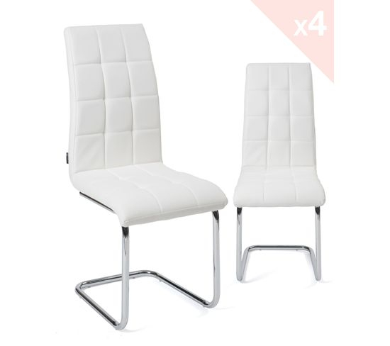 Lot 4 Chaises Simili Cuir Matelassées De Salle À Manger Maxi (Blanc) pour But Chaises Lot 4 Chaises Simili Cuir Matelassées De Salle À Manger Maxi (Blanc) pour But Chaises