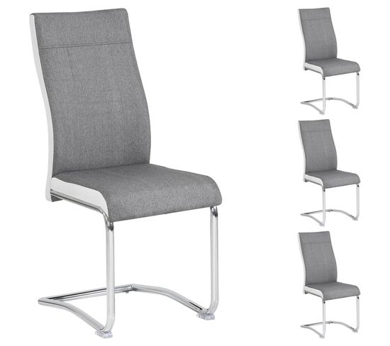 Lot De 4 Chaises Alba, En Tissu Gris Et Blanc avec But Chaises Lot De 4 Chaises Alba, En Tissu Gris Et Blanc avec But Chaises
