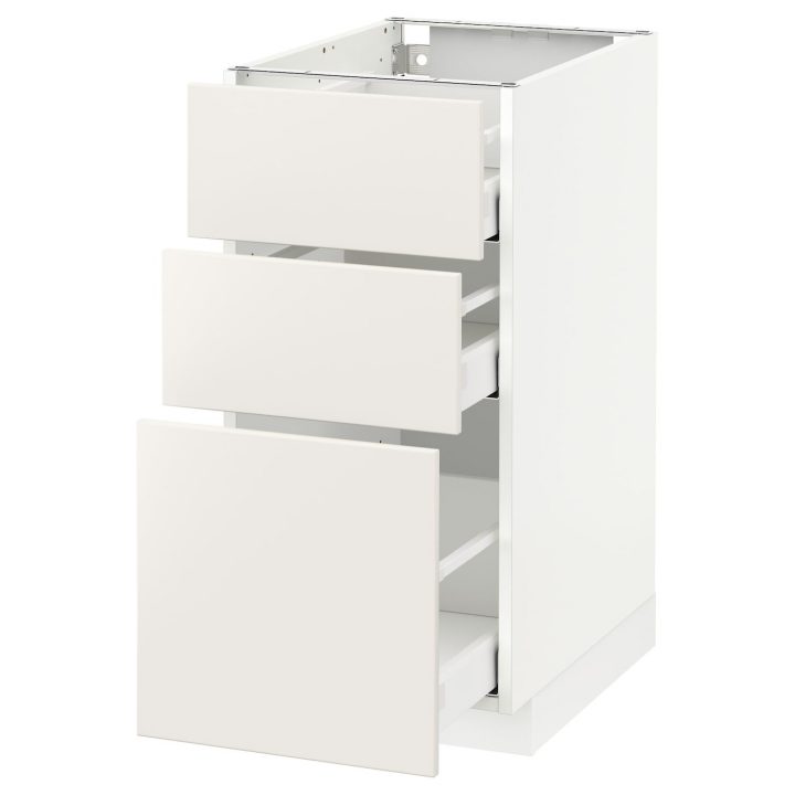 Metod / Maximera Élément Bas 3 Tiroirs – Blanc/Veddinge Blanc 40X60 Cm tout Meuble Bas Cuisine 50 Cm Largeur Ikea