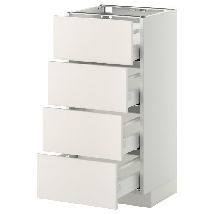 Metod / Maximera Élément Bas 4 Faces/4 Tiroirs – Blanc/Veddinge Blanc 40X37  Cm à Meuble Cuisine Largeur 50 Cm – Ikea