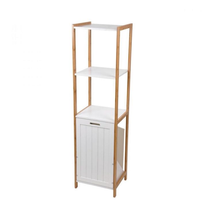 Meuble 3 Étagères Avec Panier À Linge Bambou Blanc serapportantà Panier A Linge Gifi Meuble 3 Étagères Avec Panier À Linge Bambou Blanc serapportantà Panier A Linge Gifi