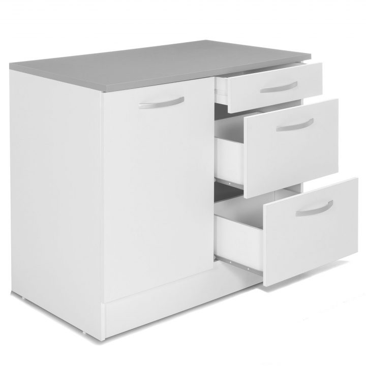 Meuble De Cuisine Bas Pour Évier Avec Tiroirs 100Cm Blanc intérieur Meuble Évier 100 Cm Ikea