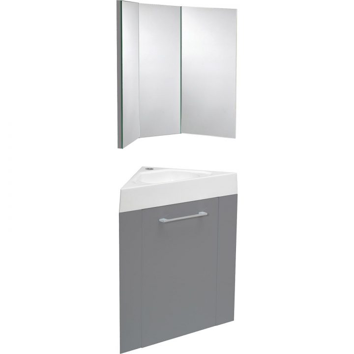 Meuble Lave-Mains D'Angle Avec Miroir Sensea Remix, Gris encequiconcerne Petit Meuble D'Angle Conforama