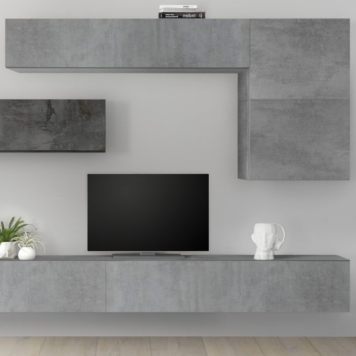 Meuble Tv Avec Rangement Gris Design Piana destiné Meuble Tv Piana