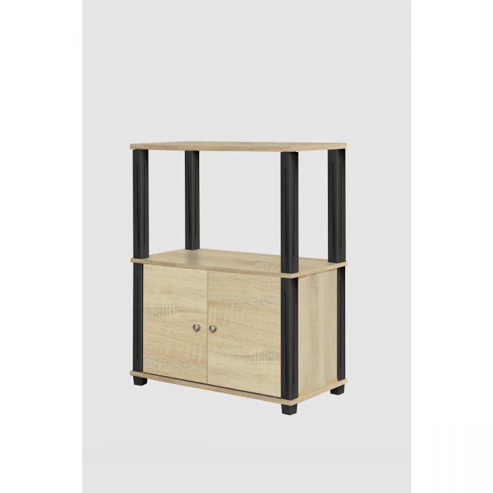 Meuble Tv Lisa – 60 X 75 X 29.5 Cm – Marron, Noir – Meubles destiné Meuble Industriel La Foir&#039;Fouille