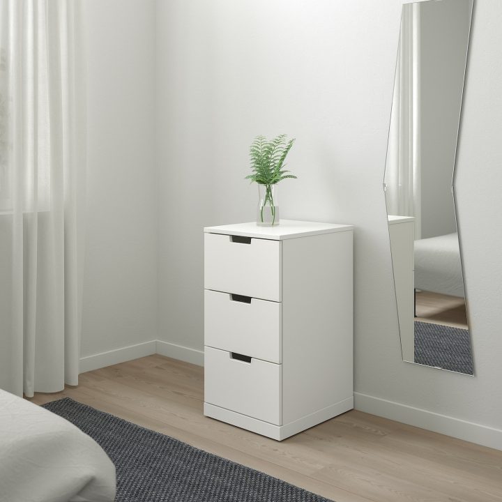 Nordli Commode 3 Tiroirs – Blanc 40X76 Cm à Classeur À Rideaux Ikea