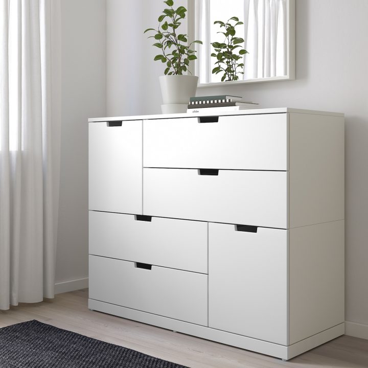 Nordli Commode À 6 Tiroirs – Blanc 47 1/4X39 " (120X99 Cm) avec Classeur À Rideaux Ikea
