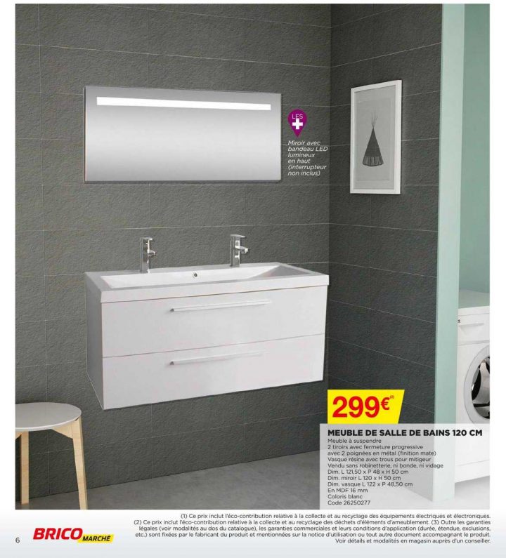 Offre Meuble De Salle De Bain 120 Cm Chez Bricomarche destiné Armoire De Toilette Bricomarché