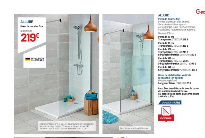 Offre Paroi De Douche Fixe Allure, Barre De Stabilisation destiné Barre De Stabilisation Pour Paroi De Douche Castorama