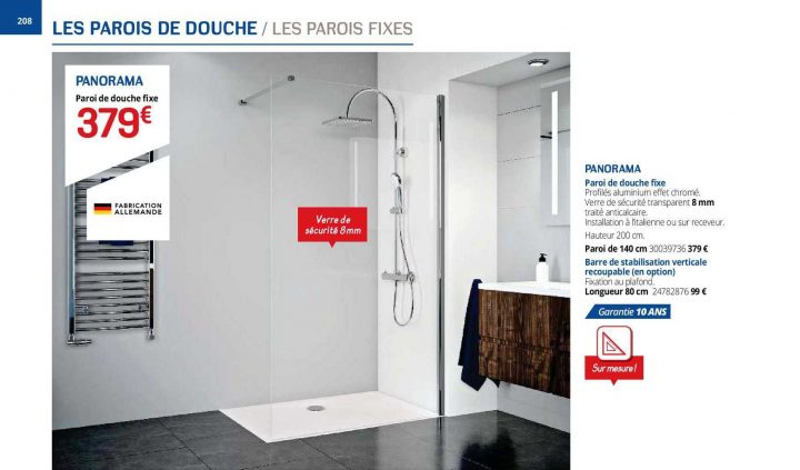 Offre Paroi De Douche Fixe Panorama, Barre De Stabilisation concernant Barre De Stabilisation Pour Paroi De Douche Castorama