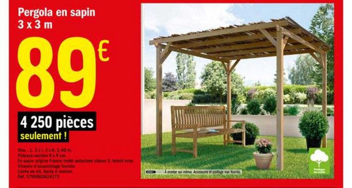 Offre Pergola En Sapin 3X3 M Chez Brico Depot pour Pergola Brico Dépôt Offre Pergola En Sapin 3X3 M Chez Brico Depot pour Pergola Brico Dépôt