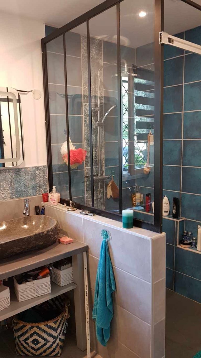 Demi Paroi De Douche Verrière Sur Muret