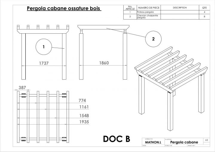Pergola Cabane Ossature Bois Doc B Par Pcmathlud\Mathlud intérieur Plan Cabane En Bois Gratuit Pdf