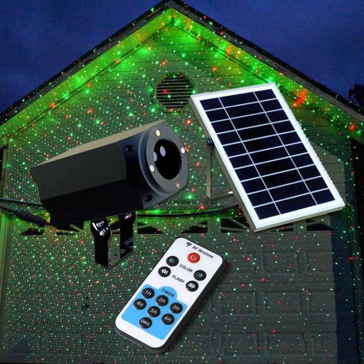Projecteur Led Laser Façade Christmas Panneau Solaire Et Télécommande à Laser Table À Manger Avec Led