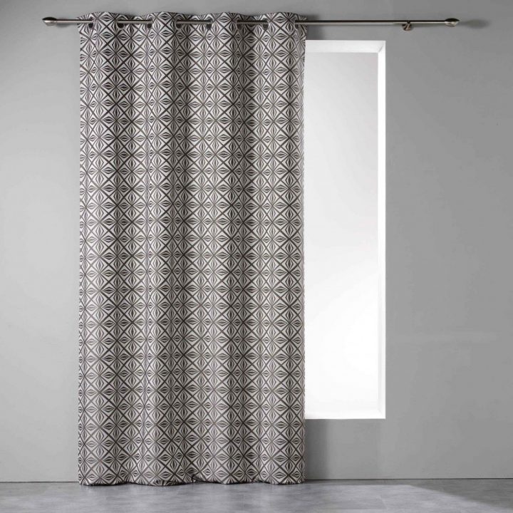 Rideau À Œillets Jacquard Gris Anthracite Diamanti intérieur Rideau De Perles Gifi