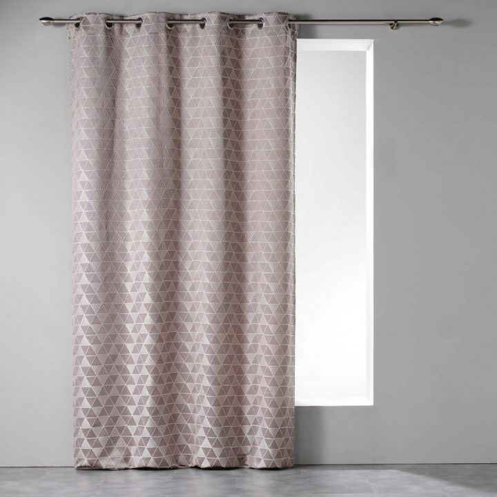 Rideau À Œillets Jacquard Gris Isometric serapportantà Rideaux 60X120 Gifi