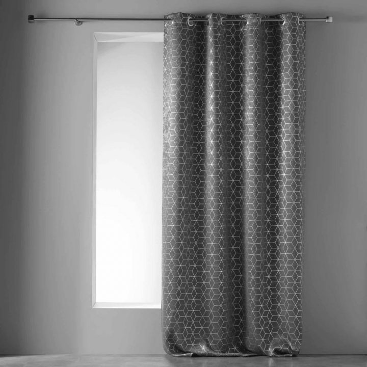 Rideau À Œillets Occultant Optic Motif Géométrique encequiconcerne Rideaux 60X120 Gifi
