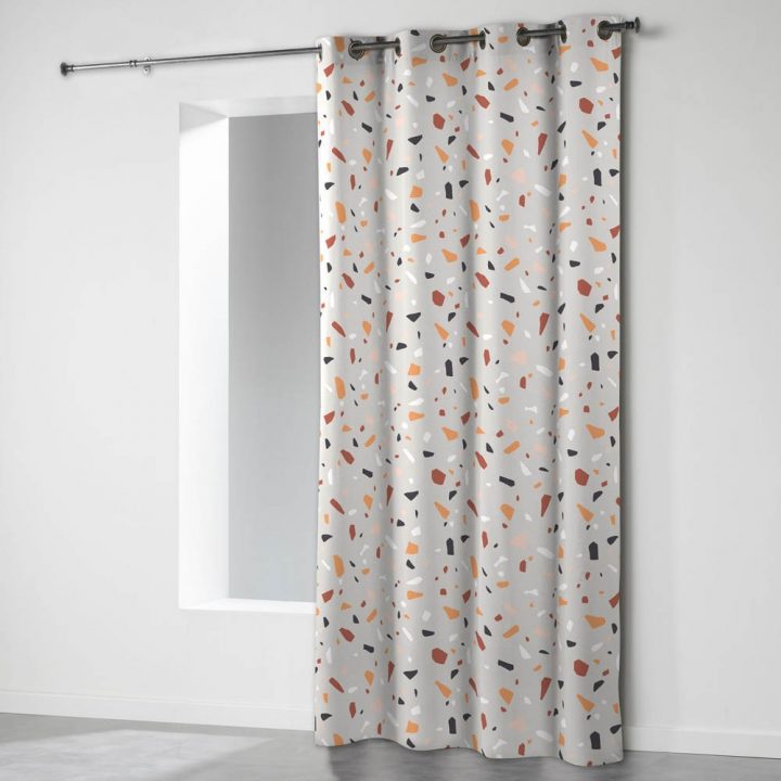Rideau À Œillets Zaico Motif Granit Multicolore serapportantà Rideaux 60X120 Gifi