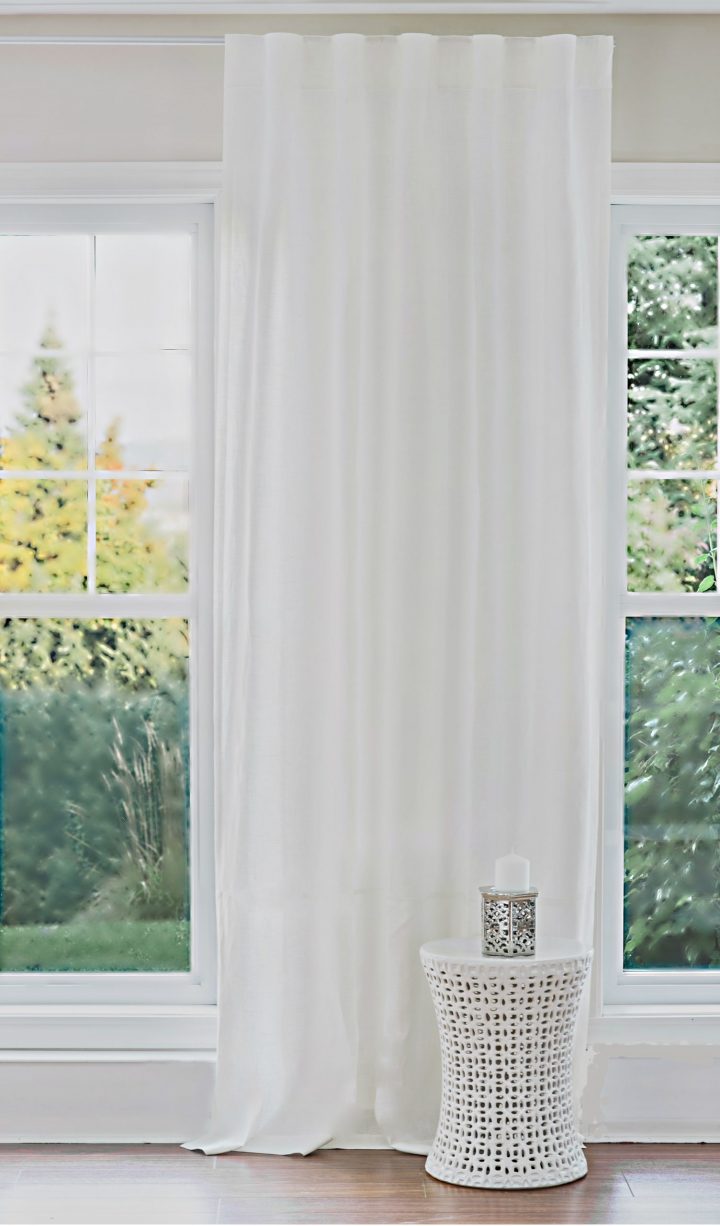 Rideau En Lin- Blanc tout Plein Jour Blanc