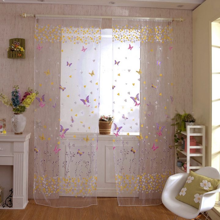 Rideau Fenêtre Porte Papillon Voilage Fleur Fil Décor Maison serapportantà Wish Rideaux Occultant