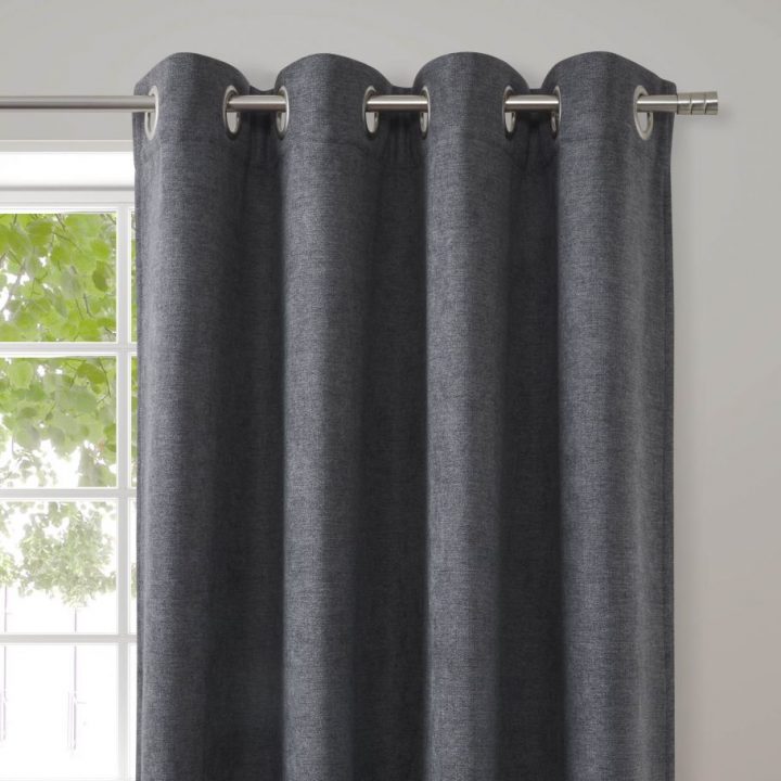 Rideau Thermique Uni Effet Velours Mat Anthracite encequiconcerne Doubles Rideaux Bouchara