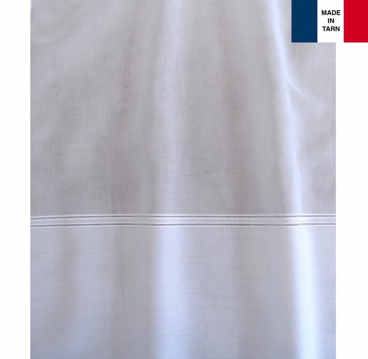 Rideaux Vitrages Sur Mesure Étamine Avec Base Blanc – L destiné Voilage Vitrage Sur Mesure