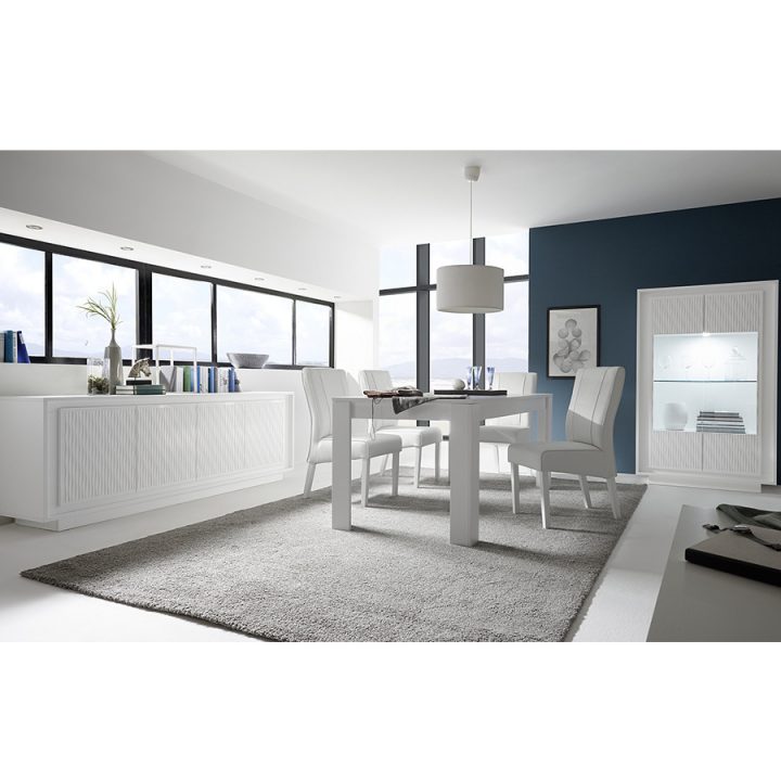 Salle A Manger Blanc Laqué Mat Et Motifs | Kasalinea dedans Déstockage Salle À Manger Complète