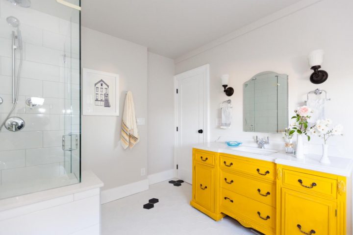 meuble salle de bain jaune