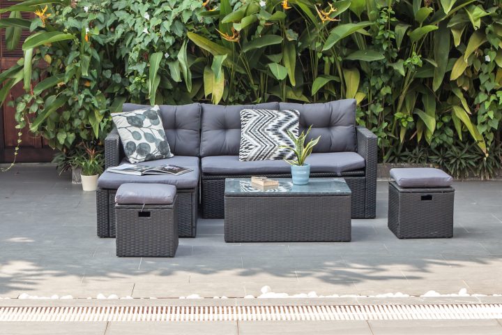 Salon De Jardin En Résine Tressée 5 Personnes Avalon Noir avec &quot;Salon De Jardin En Imitation Résine Tressée Allibert 5 Personnes California