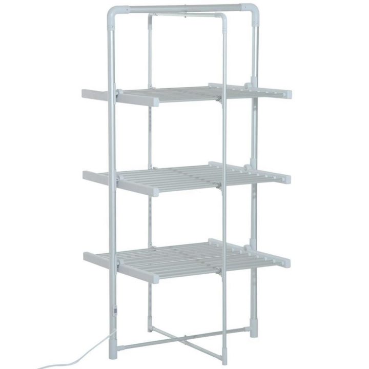 Séchoir À Linge Étendoir À Linge Électrique Chauffant Pliable 3 Niveaux 300  W 50-55° C Aluminium intérieur Gifi Panier A Linge