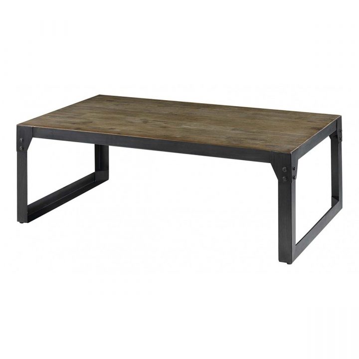 Table Basse Acacia Métal 120 Cm Factory | Table Basse serapportantà Table Bois Métal Conforama