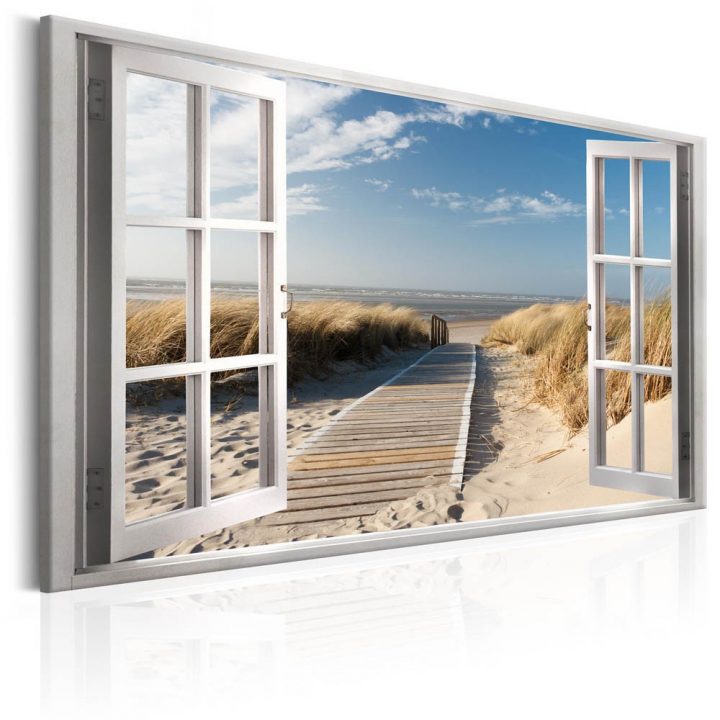 Tableau Imprimé Fenêtre Avec Vue Sur La Plage serapportantà Hamac Chat Fenêtre Gifi