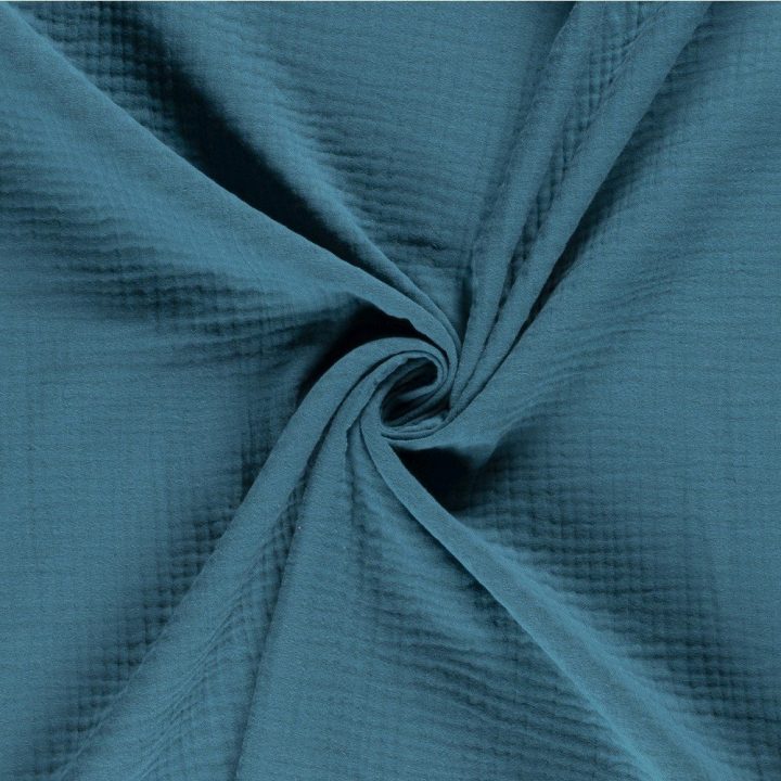 Tissu Triple Gaze De Coton Bleu Pétrole – Par 10 Cm dedans Triple Gaze De Coton Grande Largeur