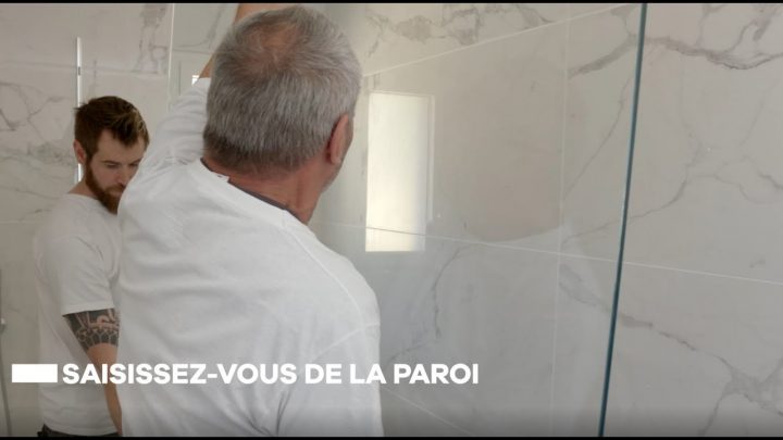 Tuto Facile : Poser Une Paroi De Douche Fixe En Verre Trempé Securit Sur  Mesure Côté Verre avec Barre De Stabilisation Pour Paroi De Douche Castorama