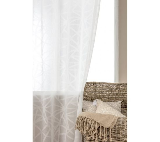 Voilage 135 X 350 Cm Grande Hauteur Fil Rasé Motifs Géométriques Uni Blanc destiné Rideaux Hauteur 350 Cm Voilage 135 X 350 Cm Grande Hauteur Fil Rasé Motifs Géométriques Uni Blanc destiné Rideaux Hauteur 350 Cm
