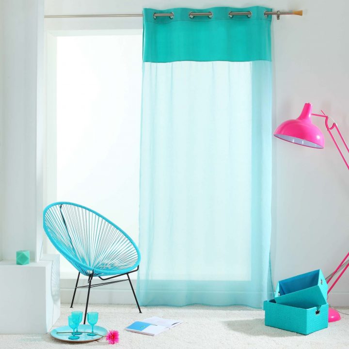 Voilage À Œillets Bleu Valentina concernant Rideau De Porte Lanière Plastique Gifi