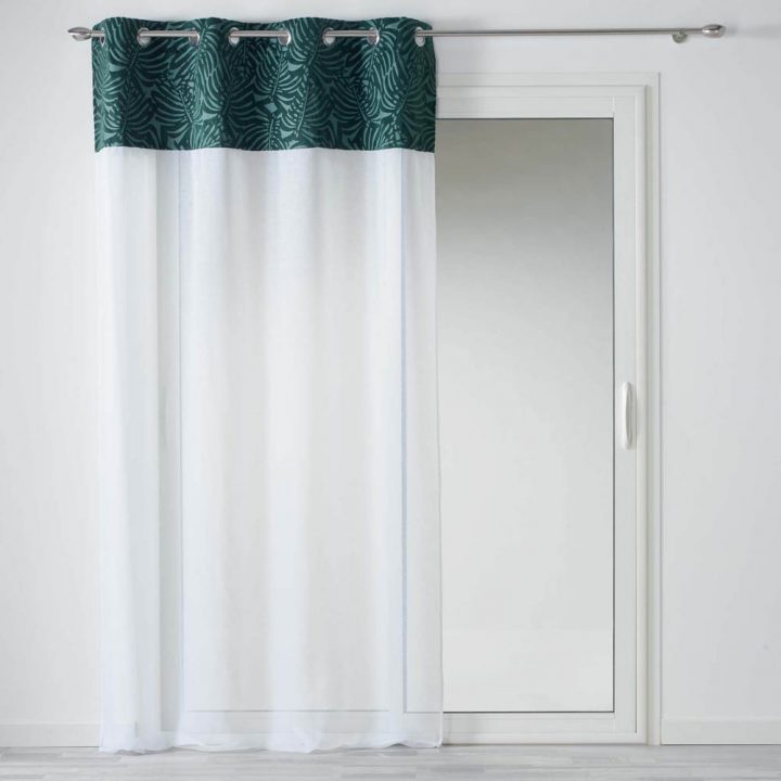 Voilage À Œillets Ikaria Effet Sable Feuillage Velours Vert destiné Rideau Toile De Jute Gifi