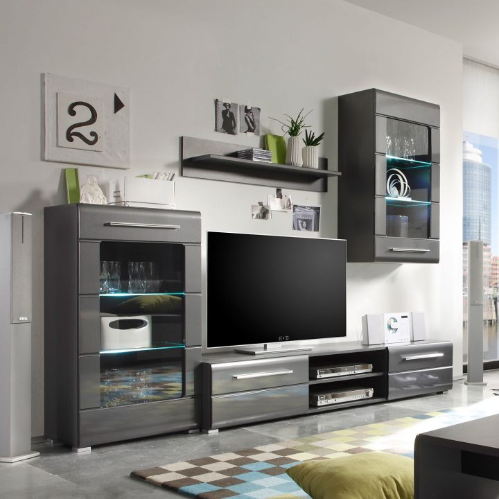 Wohnwand Tadeus I (4-Teilig) In 2021 | Wohnen, Wohnzimmer pour Meuble Tv 110 Cm Conforama