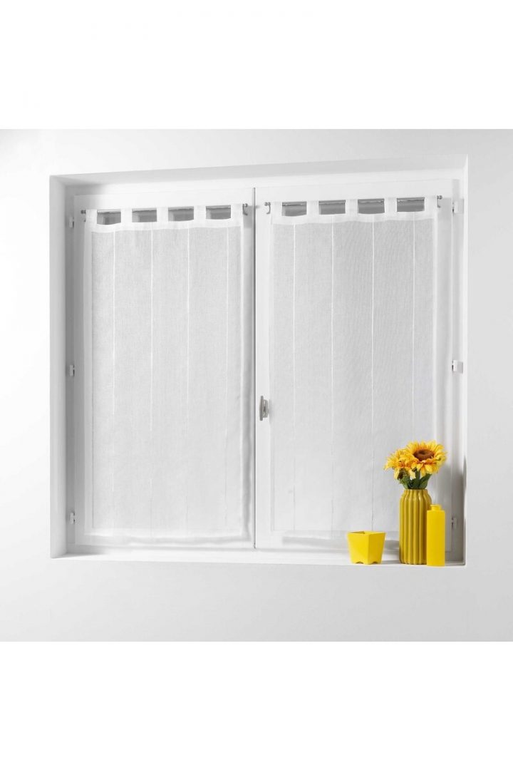 2 X 90 X 120 Cm Paire De Voilage À Passants Blanc – Tati pour Voilage 90X120
