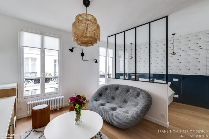 Appartement De 30M2, Paris, Transition Interior Design à Aménagement Petit Appartement30M2