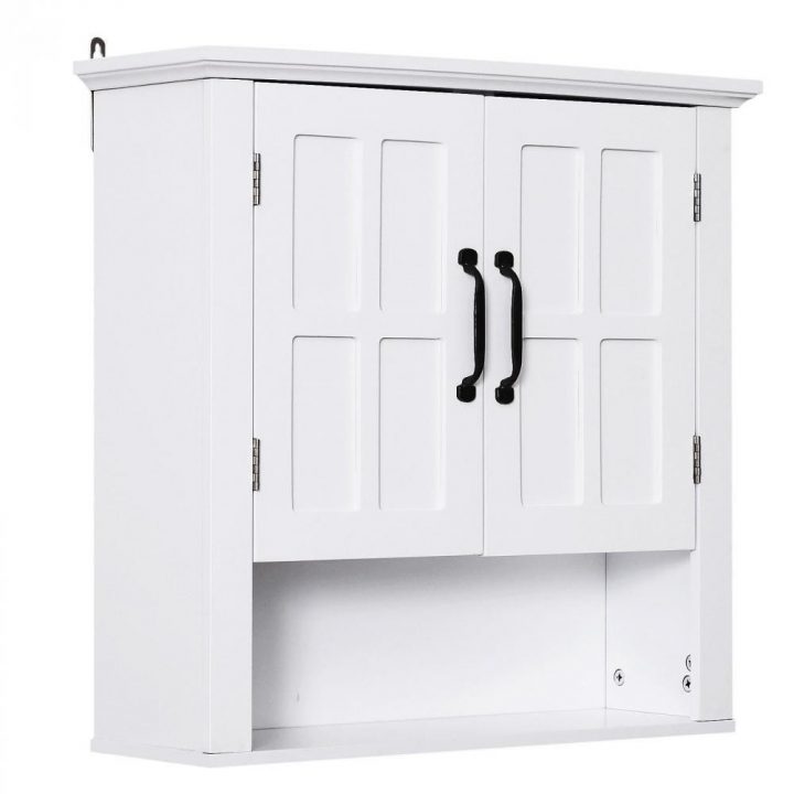 Armoire Haute Murale De Salle De Bain Ou Wc Placard 2 Portes 2 Étagères  Niche Dim. 60L X 20L X 58H Cm Mdf Panneaux Particules Blanc concernant Armoire Extérieur Gifi