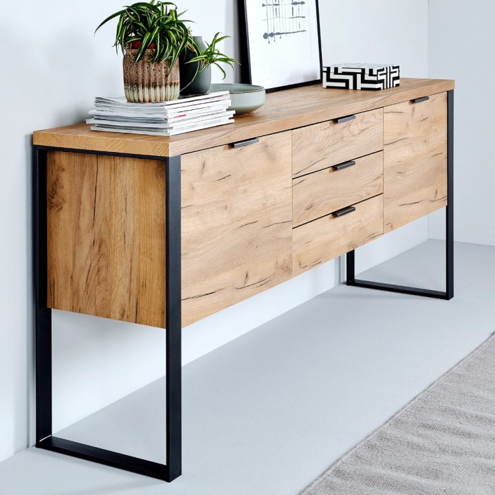 Buffet Loop | Home24.Fr | Meuble Noir Et Bois, Mobilier De pour Buffet Acacia Ikea