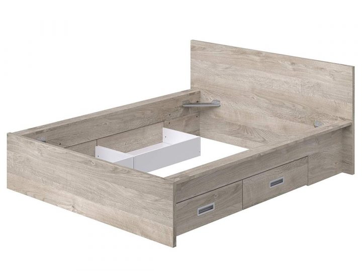 Cadre De Lit 140X190 Cm + 4 Tiroirs Chêne encequiconcerne Pont De Lit 140X190