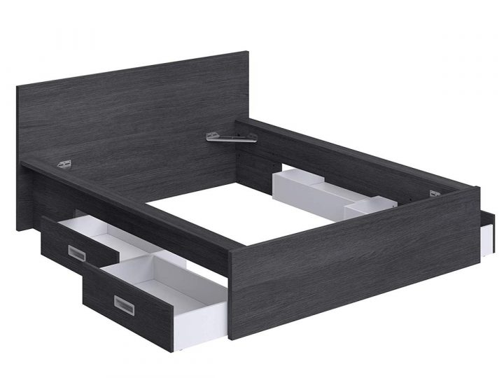 Cadre De Lit 140X190 Cm + 4 Tiroirs Gris Anthracite avec Pont De Lit 140X190 Cadre De Lit 140X190 Cm + 4 Tiroirs Gris Anthracite avec Pont De Lit 140X190