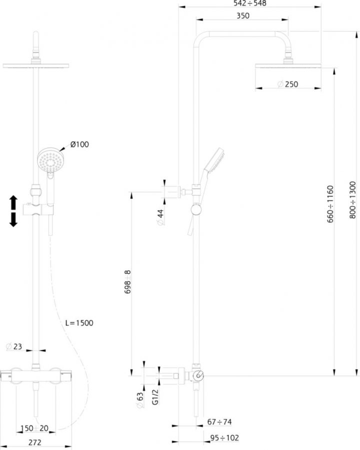 Cedeo avec Hauteur Pommeau De Douche