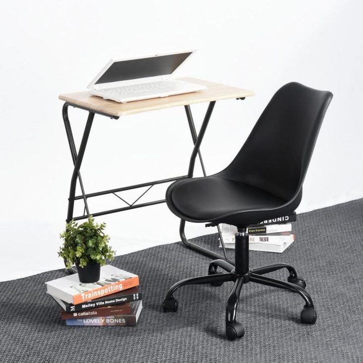 Chaise De Bureau Noir Assise Semi-Cuir Et Dossier En Plastique serapportantà Housse Chaise De Bureau Gifi