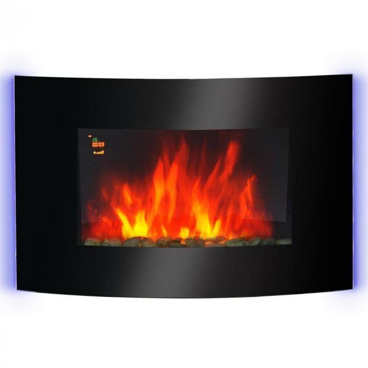 Cheminée Électrique Murale Éclairage Led Latéral Design Avant-Gardiste  Affichage Led Avec Télécommande Et Minuterie 1000/2000 W Luminosité  Réglable avec Manteau Cheminee Gifi