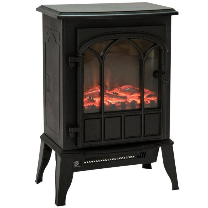 Cheminée Électrique Poêle Style Rétro 1000-2000 W Simulation Flammes Led  Porte Noir destiné Manteau Cheminee Gifi