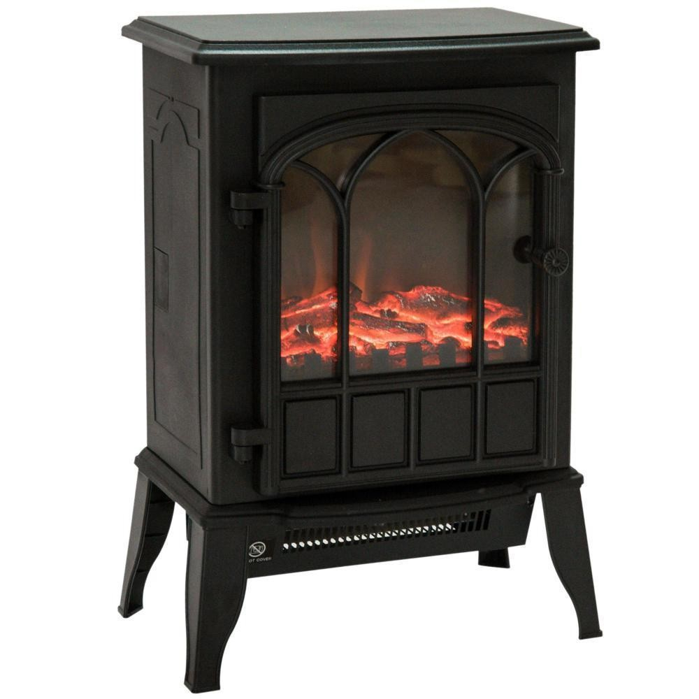 Cheminée Électrique Poêle Style Rétro 1000-2000 W Simulation Flammes Led  Porte Noir tout Fausse Cheminée Gifi