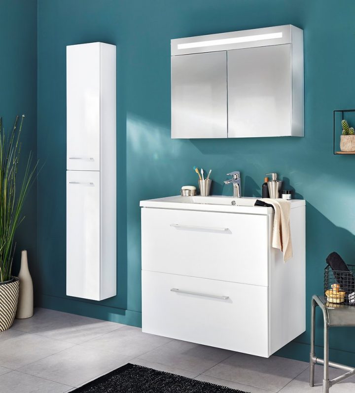 Colonne Blanche Mdf 170X16X30 Cm encequiconcerne Meuble Sous Lavabo Bricomarché